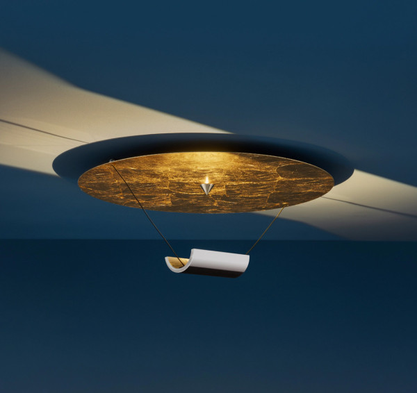 DiscO ceiling light from Catellani&Smith in a choice of gold leaf, silver leaf, white or copper finishes