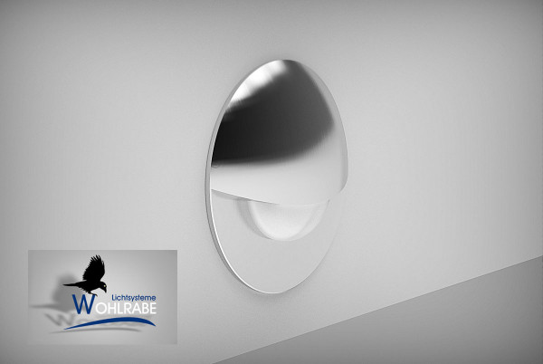 LED recessed wall light for illuminating corridors, stairs, as orientation light and much more - here in chrome surface