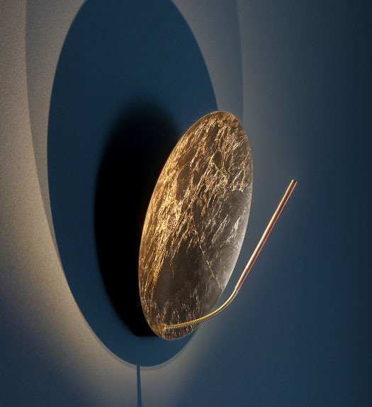 Wall lamp LUNA W by Catellani & Smith - here the version coated with gold leaf