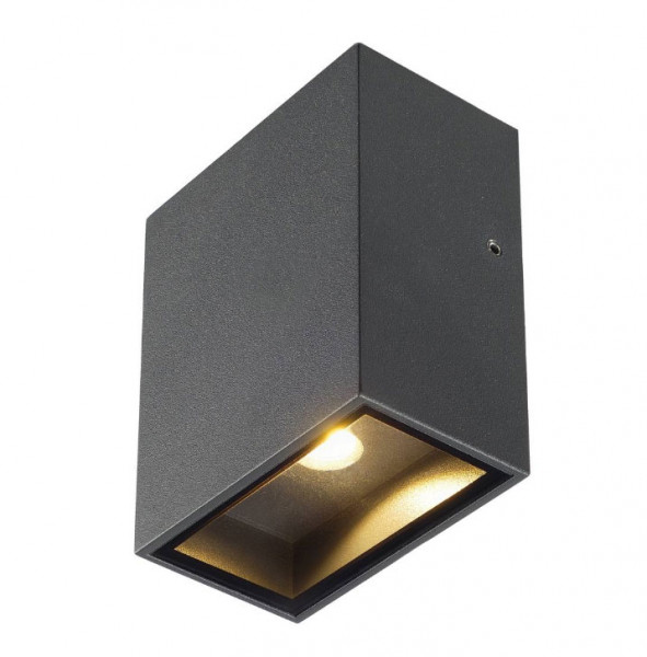 LED wall light with one-sided emission in anthracite surface
