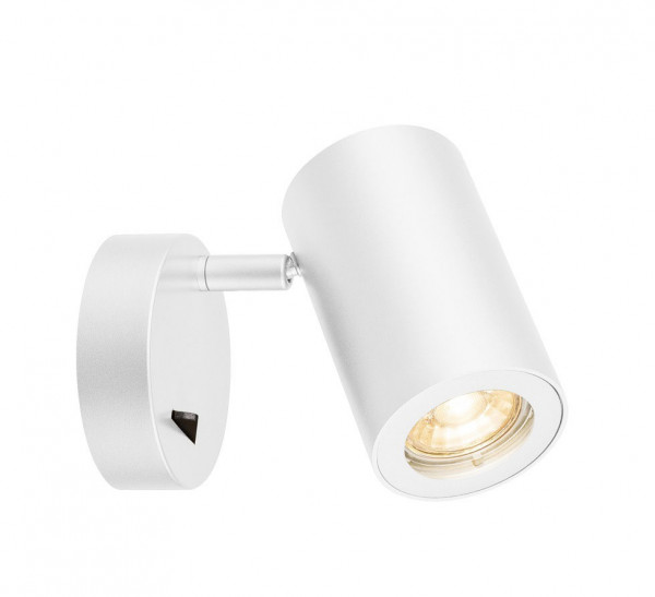 Reading light with rotating and swiveling head for retrofit bulbs - here the variant in surface white