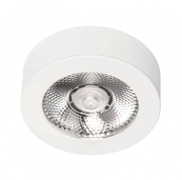 Small surface mounted luminaire for mounting on ceilings or furniture. Direct connection to 230V without additional transformer.