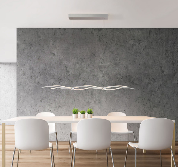 LED pendant lamp SILK 2.0 by Escale in the size Small with a width of 120cm, optionally in the surface polished aluminum or black