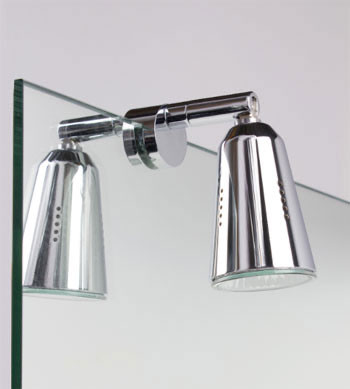 Mirror clamp-on lamp RIO FIX optionally in the surface chrome or nickel matt