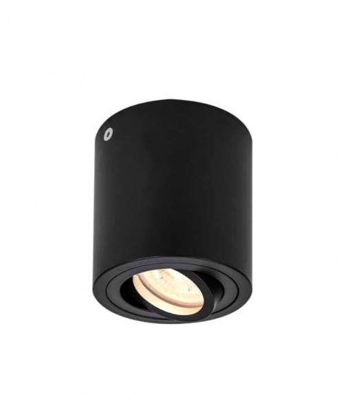 LED surface mounted luminaire in round design rotatable and swiveling for replaceable bulbs. We offer this luminaire in white, brushed aluminum and black finishes