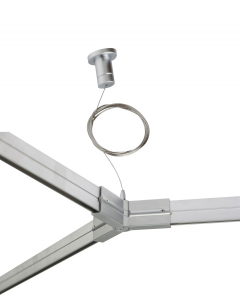 Rail support / Y-coupling with wire suspension in matt chrome for the Check In System by Oligo