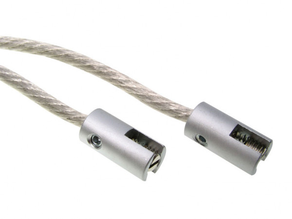 Paar Einspeiseklemmen mit Kabel für das LIGHT LINE System - hier die Variante in Oberfläche Chrom matt