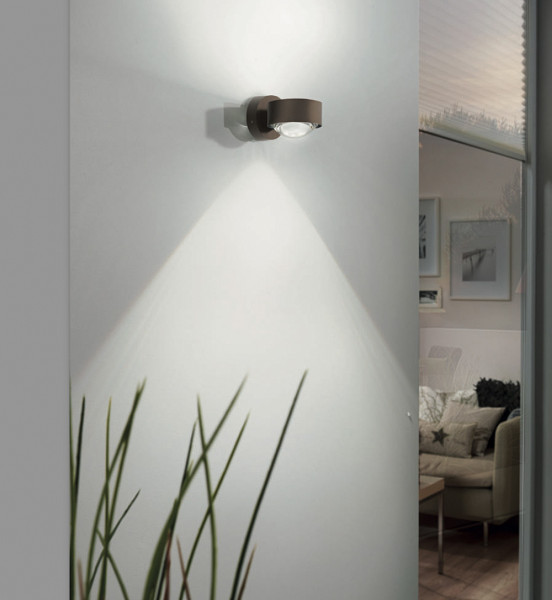 PUK MINI OUTDOOR wall lamp by Top Light optionally in the surface white, black, anthracite or soft brown