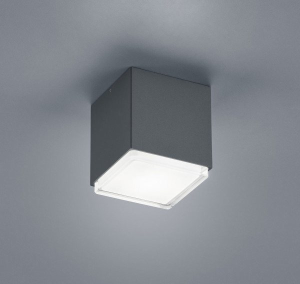 Very high quality LED ceiling spotlight in graphite surface with glass cover, wide beam with 700lm