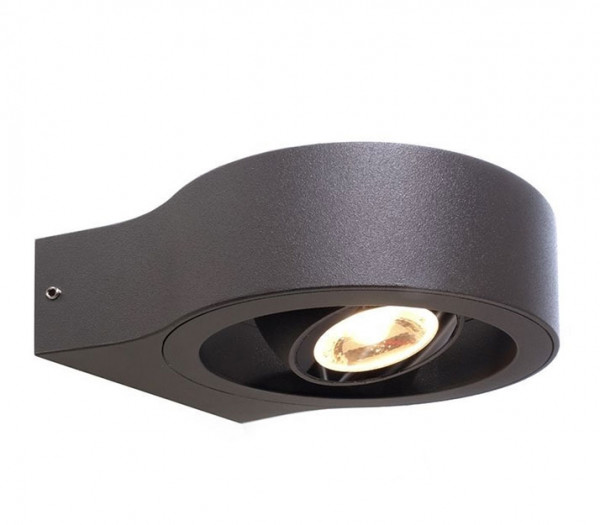 Swiveling wall spotlight for outdoor applications in anthracite surface