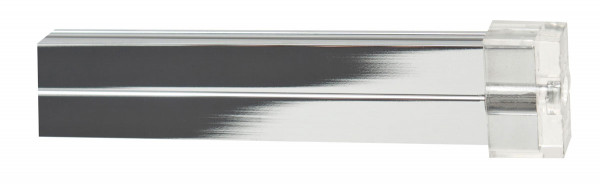 Rail end piece for the rail system CHECK IN from Oligo - here the variant in chrome with transparent end cap