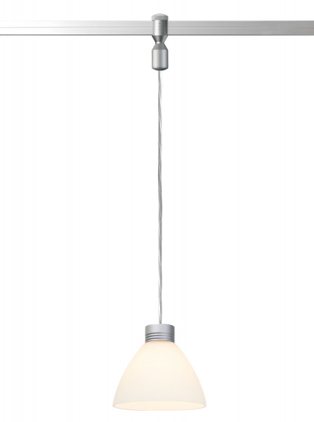 Pendant light PULL-IT 3 for the rail system CHECK IN by Oligo - here the variant glass white