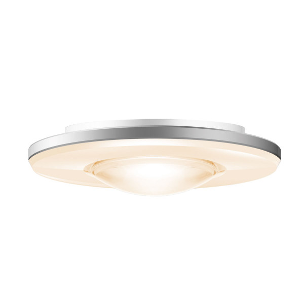 Very flat LED surface mounted luminaire EUCLID from Bruck - here the variant in surface chrome matt