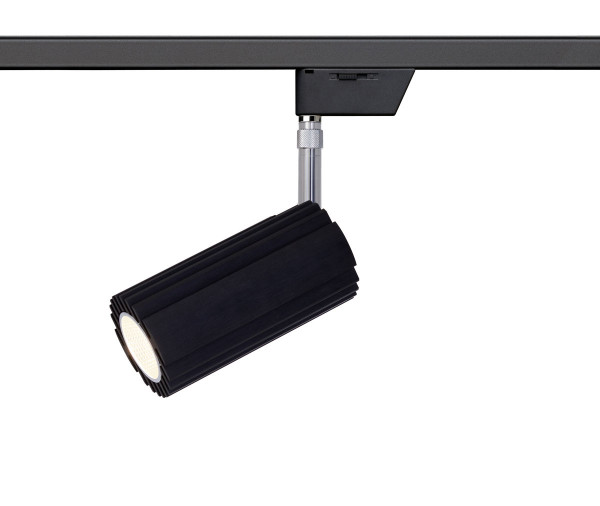 Spot luminaire RIDGE for the 24V track system SMART.TRACK of Oligo optionally with the light colors 2700K or 3000K and the beam angle 50°. Available in the surfaces white, black and chrome matt