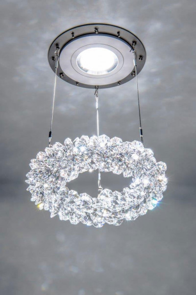 LED ceiling light MINI-LÜSTER with a ring of Swarovski crystals