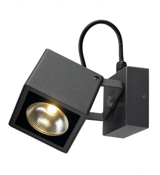 Swiveling and rotating wall and ceiling spotlights for outdoor applications with an anthracite surface