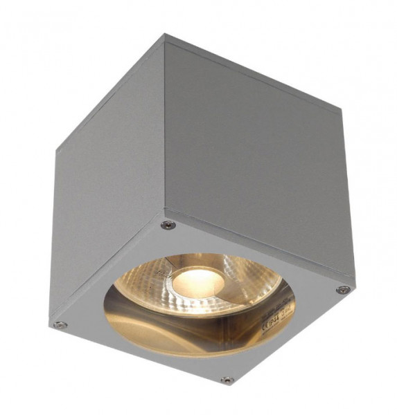 LED facade spotlight in gray surface, one-sided emission for exchangeable GU10 / QPAR111 LED or halogen lamps