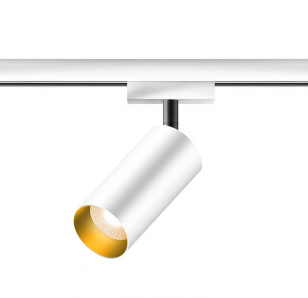 LED spot luminaire FINO for the 230V track system DUOLARE from Bruck - here the variant in surface white / gold