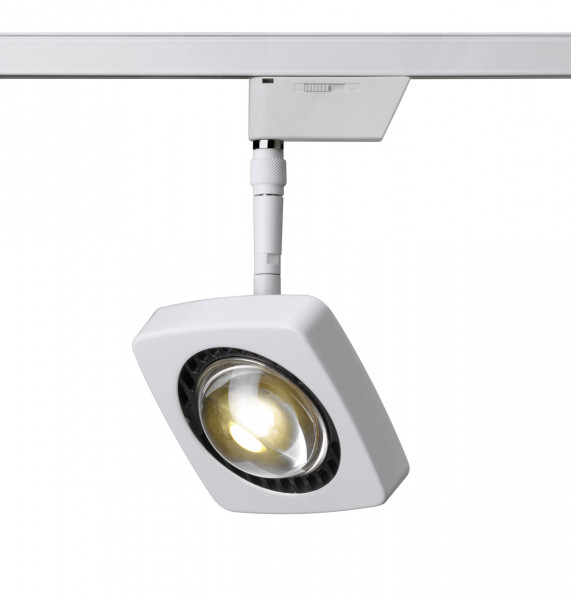 Spot luminaire KELVEEN for the 24V track system SMART.TRACK of Oligo optionally with beam angle 40° or 90° and the light colors 2700K or 3000K. Available in the surfaces white, black and chrome matt