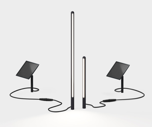 LED solar lights set kal from IP44.DE consisting of 1x kal light either in 30cm or 60cm height, connecting cable and a solar panel