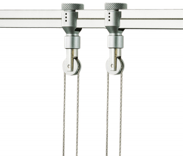 Luminaire suspension / pulley for height adjustable pendant luminaires