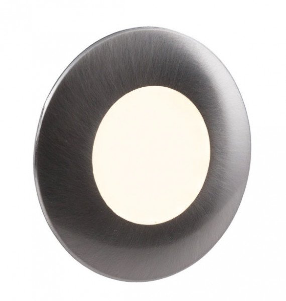 LED recessed wall luminaire for lighting floors, as staircase lighting, as orientation light or hallway lighting - here the version in brushed stainless steel surface