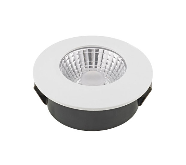 Dimmbarer Möbeleinbaustrahler mit dim2warm und nur 26mm Einbautiefe wahlweise in der Oberfläche weiß, schwarz oder stahl