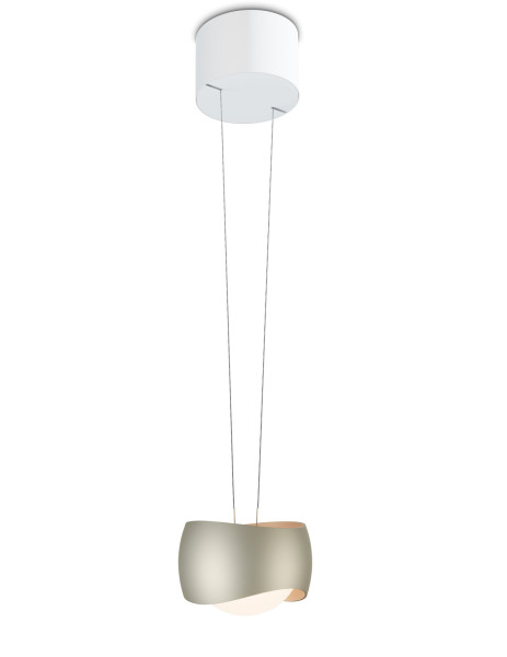 Oligo: SLACK-LINE single pendant luminaire consisting of the B-ONE ceiling transformer and the CURVED luminaire head
